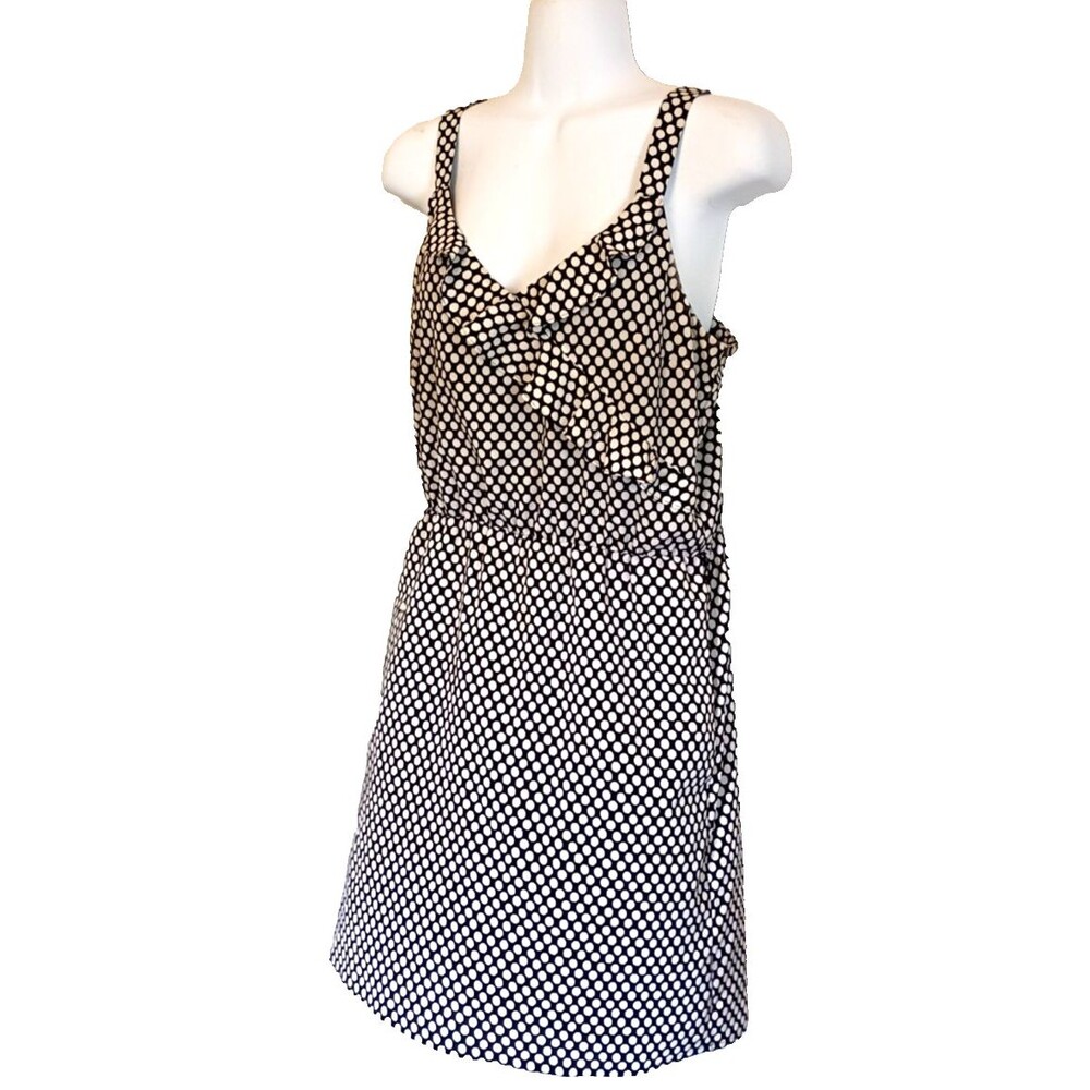 White House Black Market  Black/White Polka-Dot Ruffled Summer Dress Size XS